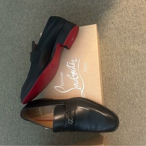 Christian Louboutin Black Loafers with Red Soles